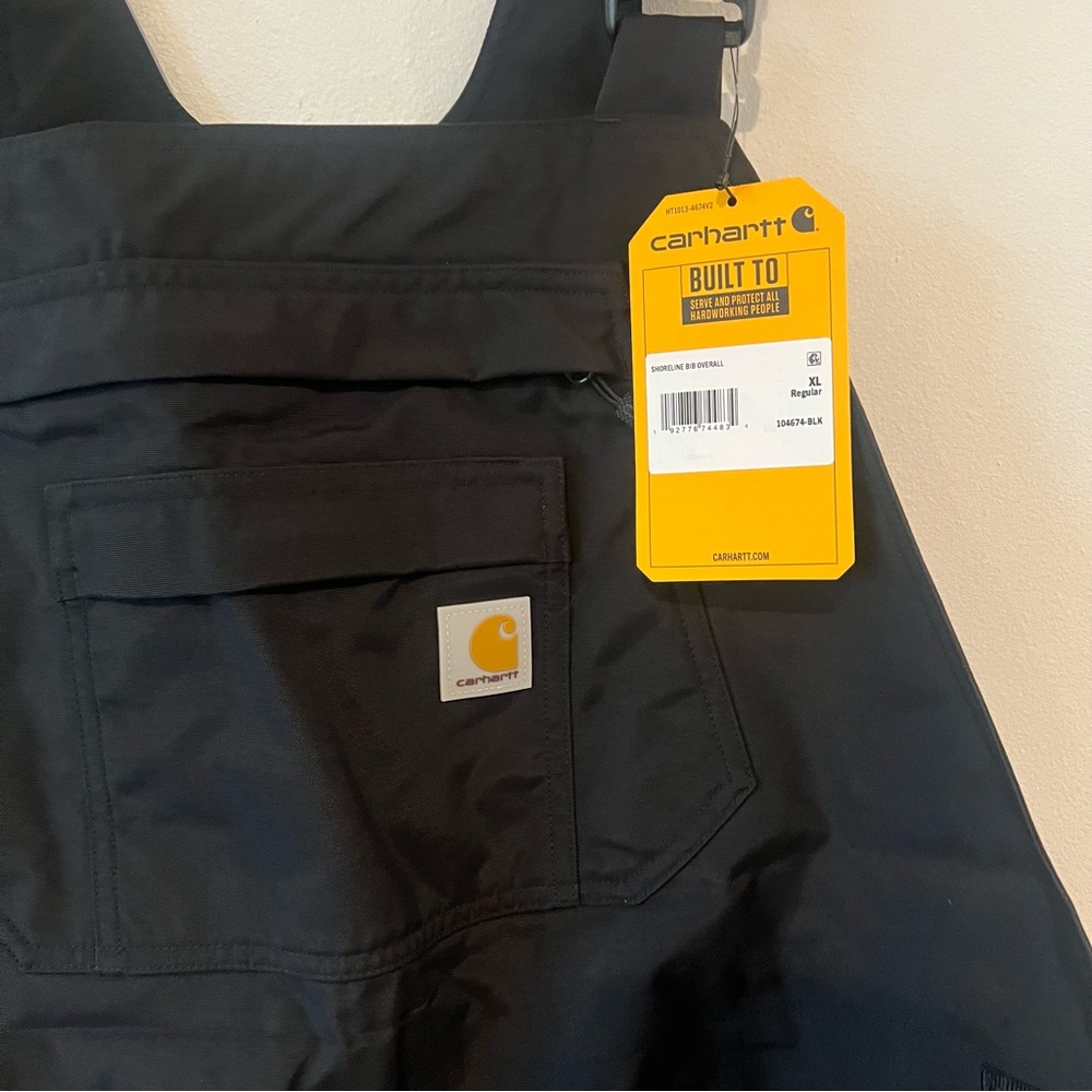 New Carhartt Mens Black Shoreline Bib Overalls XL Regular Storm Defender - Picture 4 of 11